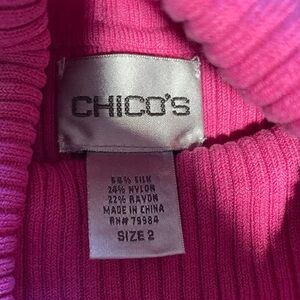 Chico's Vibrant Pink Ribbed Turtleneck Sweater